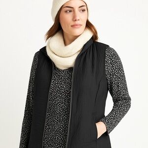 Talbots Black Quilted Zip-Front Vest – Petite Medium